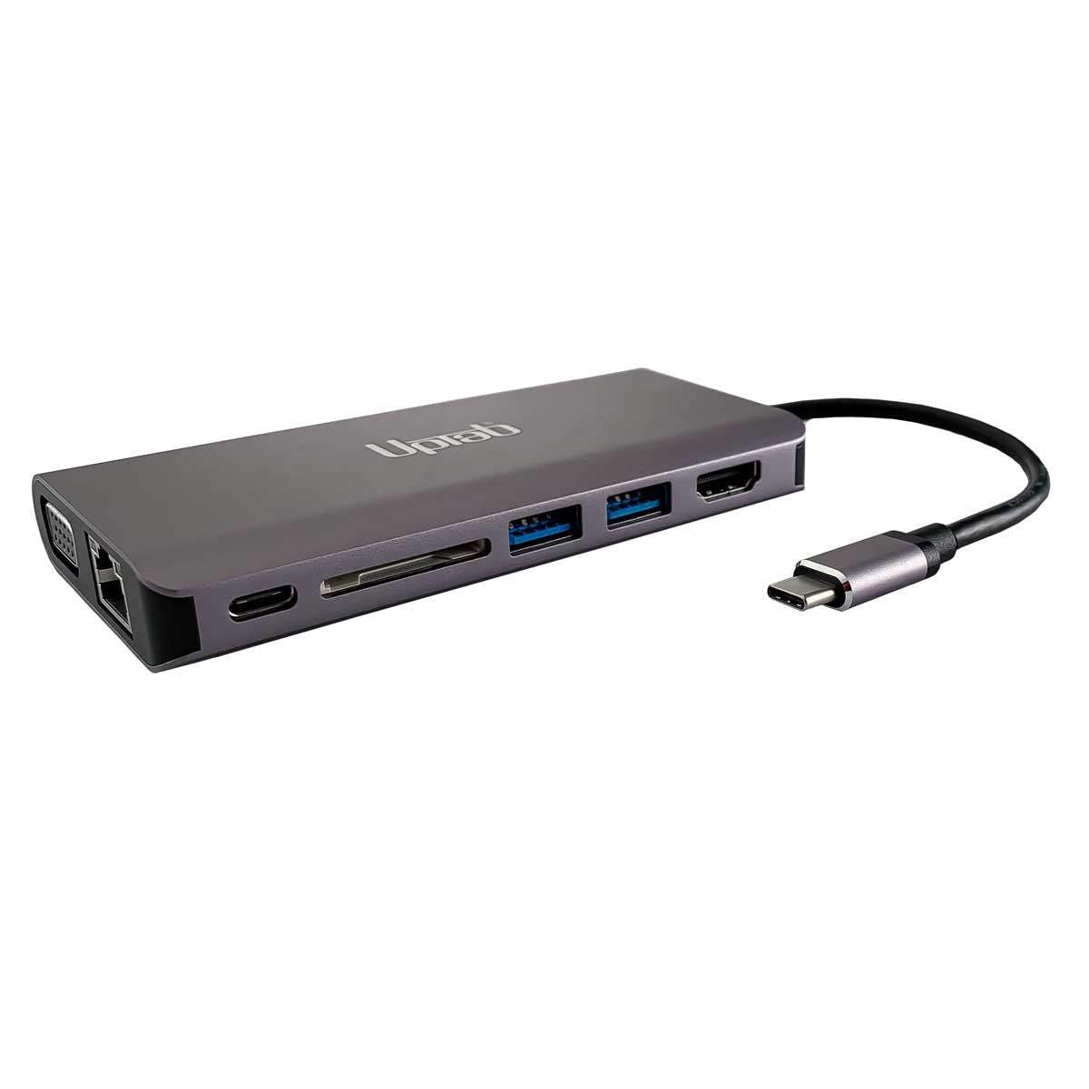 Adaptateur USB-C vers HDMI 4K, 2x USB 3.0, lecteur de cartes, VGA, USB-C PD et Gigabit Ethernet